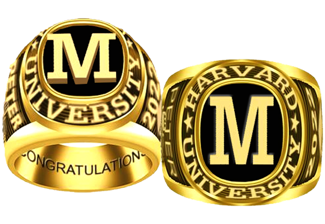 Men’s Cushion-with Initial Top Ring