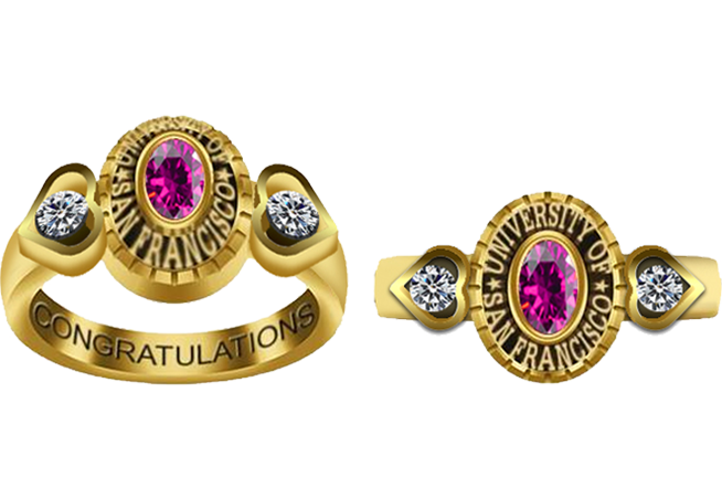 Women’s Oval-Cut Birthstone Class Ring (Heart Twirl)