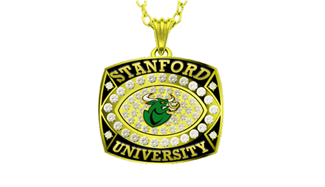 Marquise Shape Class Pendant with Stone and Logo Emblem